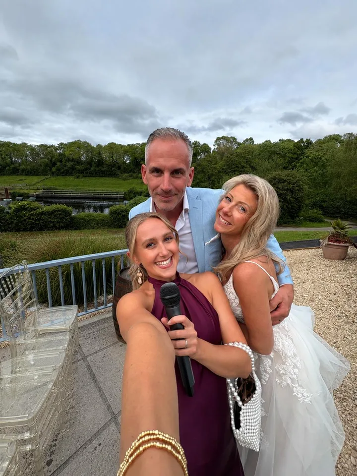 Ellie with newlyweds Ben and Beth